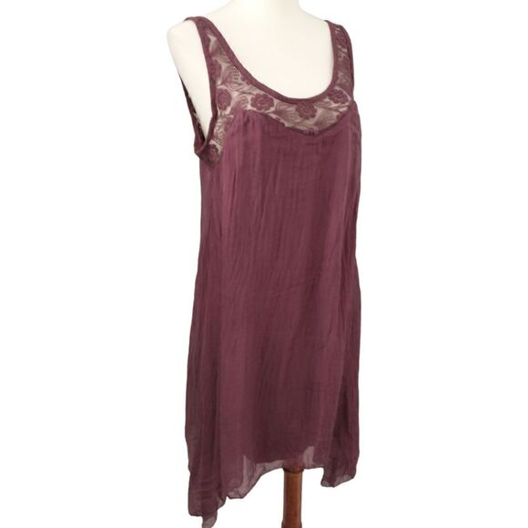 H Trend Asymmetrical Silk Dress XS Shift Boho Italy Fairygrunge Crochet Fairy - Picture 2 of 16